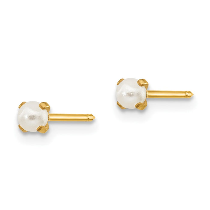 Inverness 14k 3mm Simulated Pearl Post Earrings-108E