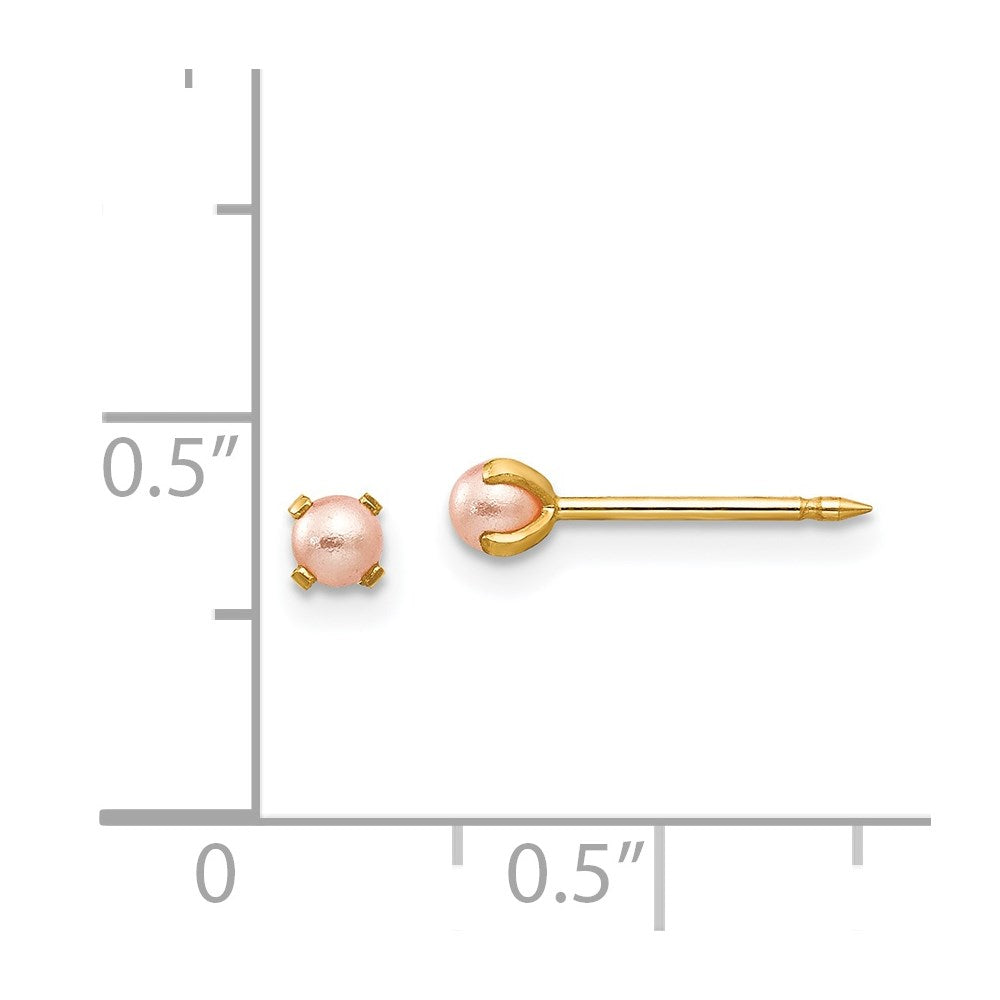 Inverness 14k 3mm Pink Simulated Pearl Post Earrings-109E