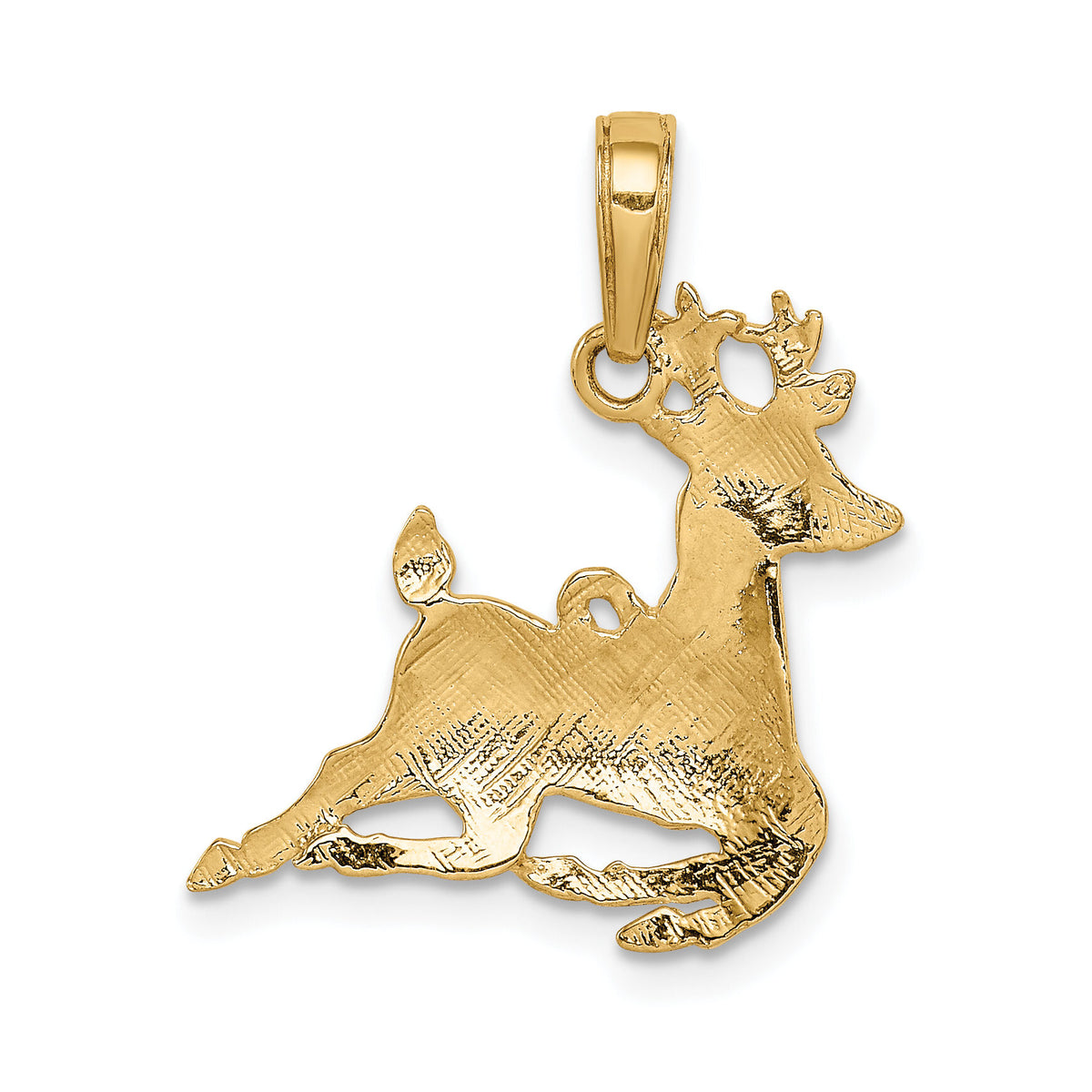 10K Polished Reindeer Pendant-10A1589