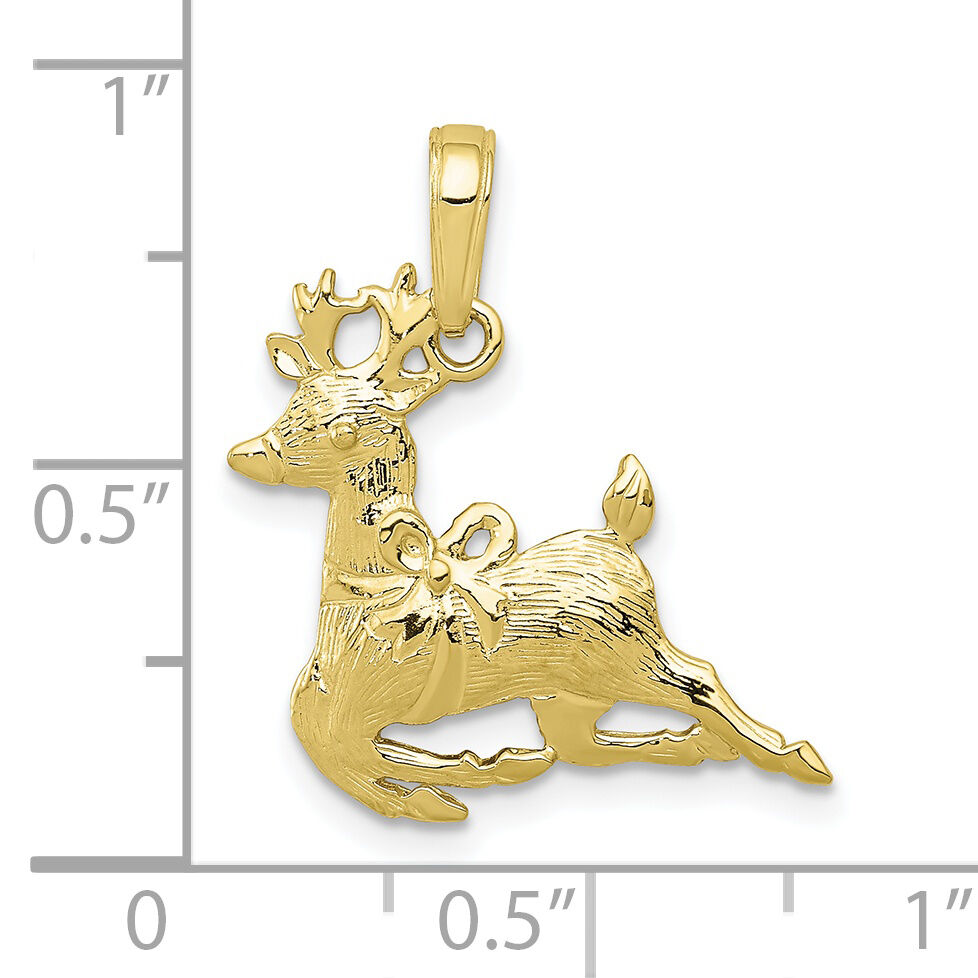 10K Polished Reindeer Pendant-10A1589