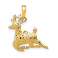 10K Polished Reindeer Pendant-10A1589