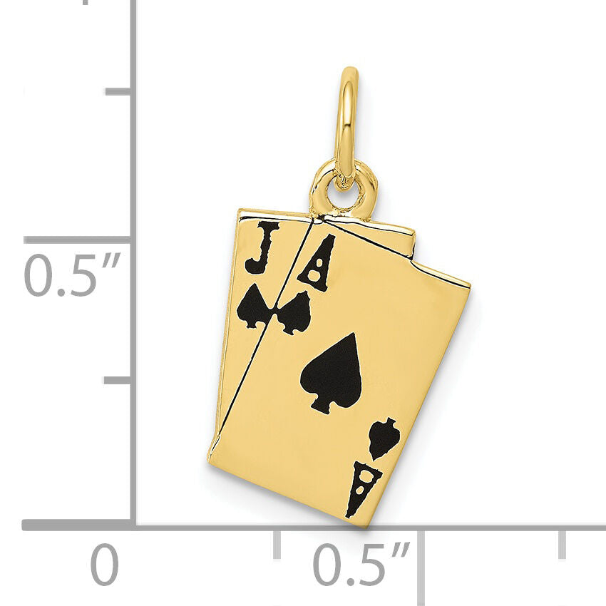 10k Enameled Blackjack Playing Cards Charm-10A4952