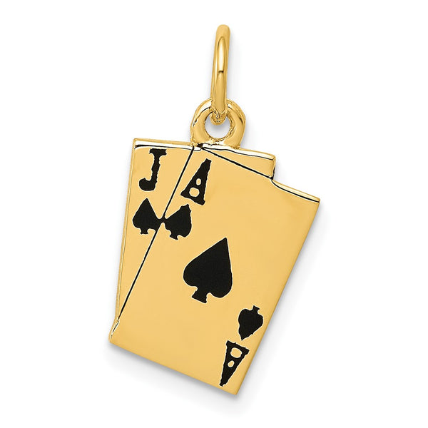 10k Enameled Blackjack Playing Cards Charm-10A4952