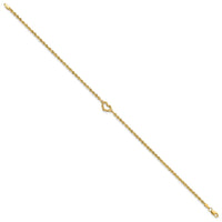 10k Diamond-cut Open Heart Rope Anklet-10ANK154-10