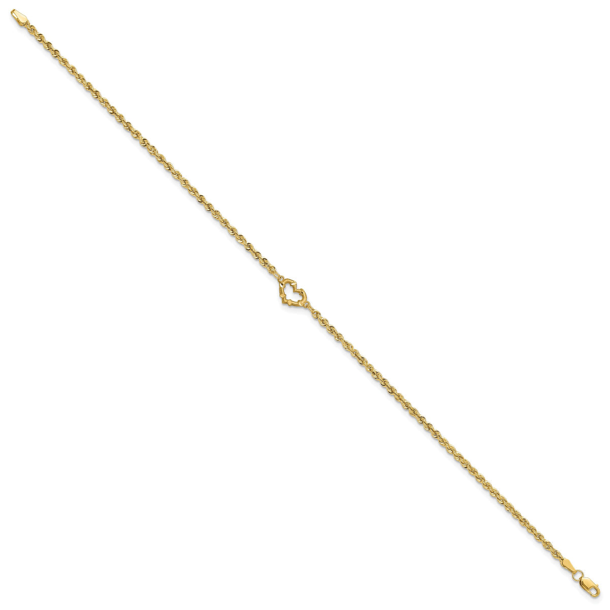 10k Diamond-cut Open Heart Rope Anklet-10ANK154-10