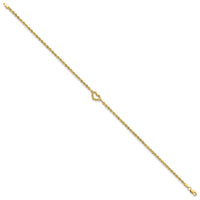10k Diamond-cut Open Heart Rope Anklet-10ANK154-10