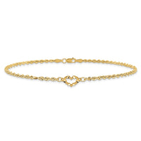 10k Diamond-cut Open Heart Rope Anklet-10ANK154-10