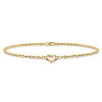10k Diamond-cut Open Heart Rope Anklet-10ANK154-10