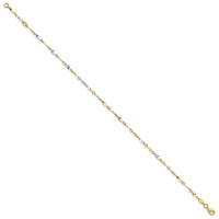 10k Two-Tone Polished 9in Plus 1in ext. Anklet-10ANK280-10
