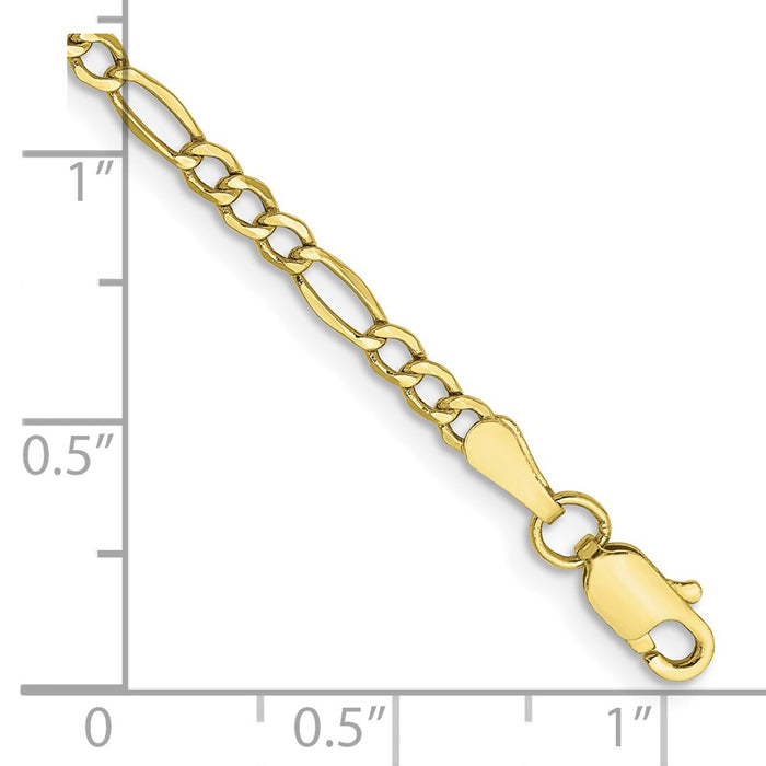 10k 2.5mm Semi-Solid Figaro Chain Anklet-10BC120-9