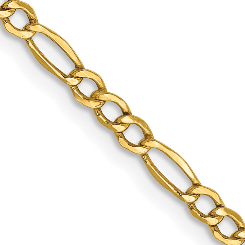 10k 2.5mm Semi-Solid Figaro Chain-10BC120-18