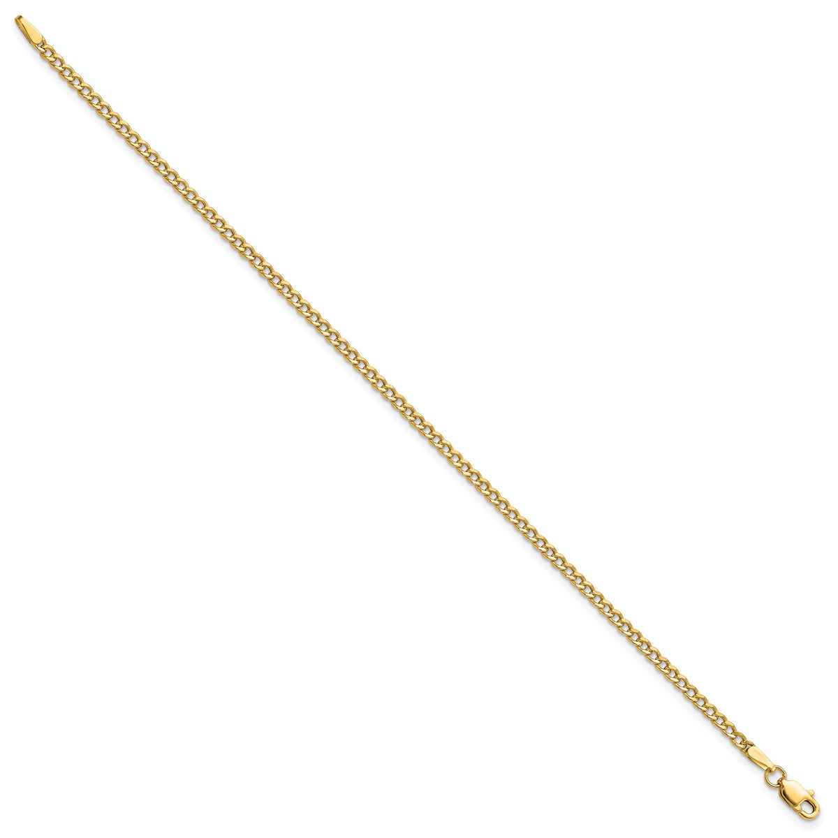 10k 2.5mm Semi-Solid Curb Link Chain Anklet-10BC124-10