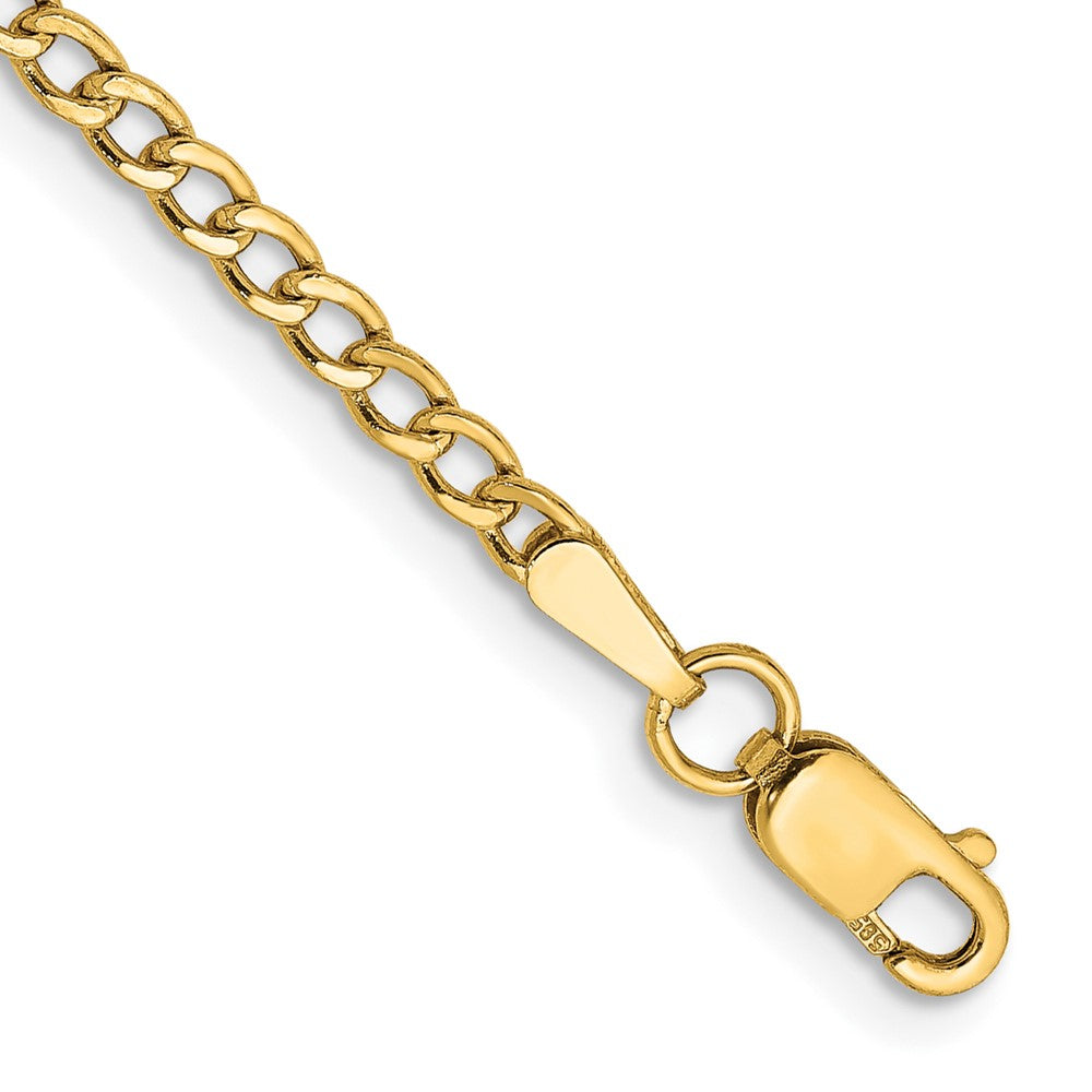 10k 2.5mm Semi-Solid Curb Link Chain Anklet-10BC124-9