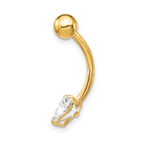 10k W/6X6 CZ Heart Belly Dangle-10BD106