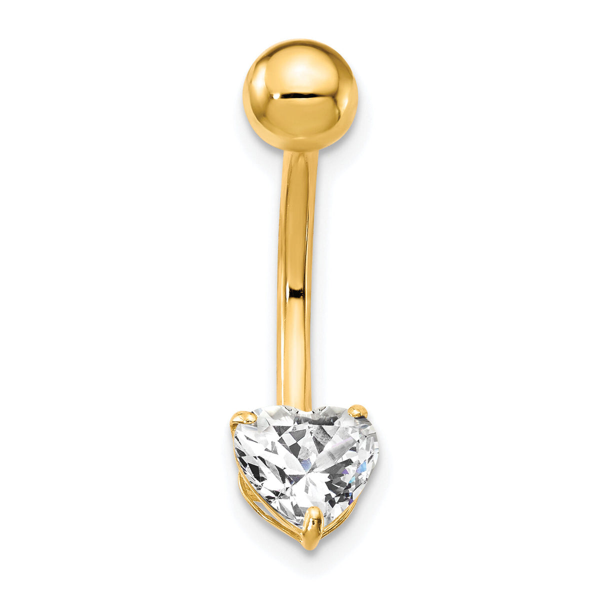 10k W/6X6 CZ Heart Belly Dangle-10BD106