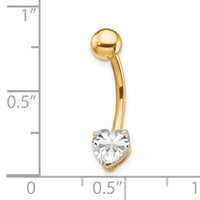 10k W/6X6 CZ Heart Belly Dangle-10BD106
