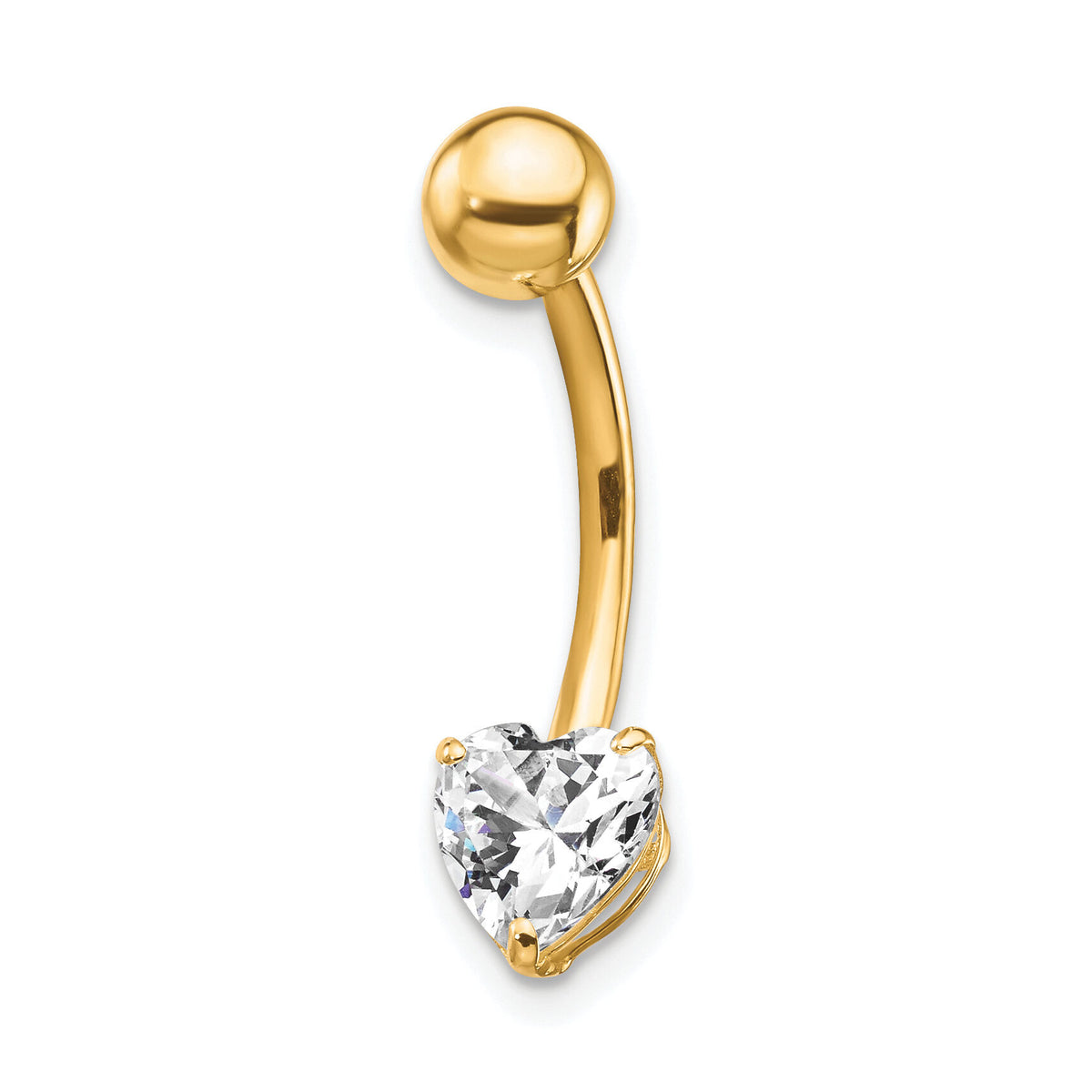 10k W/6X6 CZ Heart Belly Dangle-10BD106