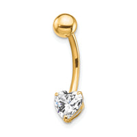 10k W/6X6 CZ Heart Belly Dangle-10BD106