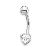 10k White Gold W/6X6 CZ Heart Belly Dangle-10BD107