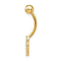 10k W/Cz Heart Belly Dangle-10BD108