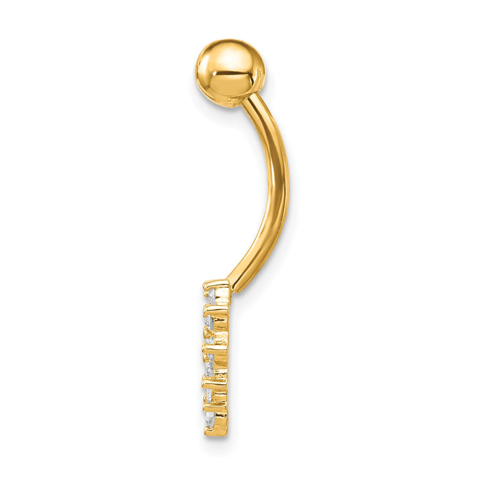 10k W/Cz Heart Belly Dangle-10BD108