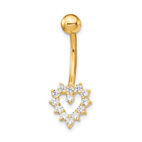 10k W/Cz Heart Belly Dangle-10BD108
