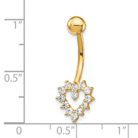 10k W/Cz Heart Belly Dangle-10BD108