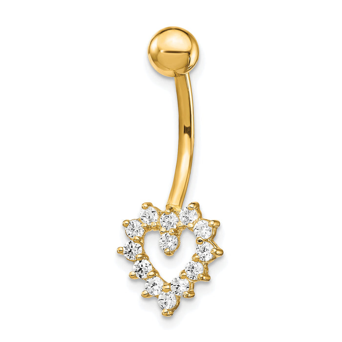 10k W/Cz Heart Belly Dangle-10BD108