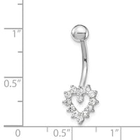 10k White Gold W/Cz Heart Belly Dangle-10BD109