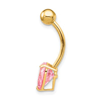 10k W/8Mm Pink Cz Heart Belly Dangle-10BD111