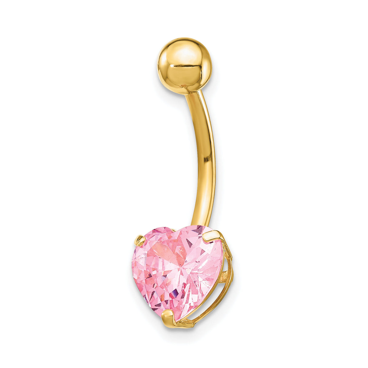 10k W/8Mm Pink Cz Heart Belly Dangle-10BD111