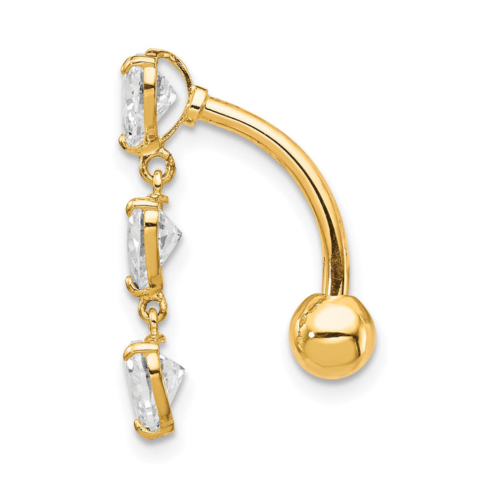 10k 5mm CZ Heart Belly Dangle-10BD112