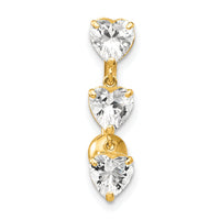 10k 5mm CZ Heart Belly Dangle-10BD112