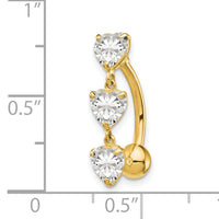 10k 5mm CZ Heart Belly Dangle-10BD112