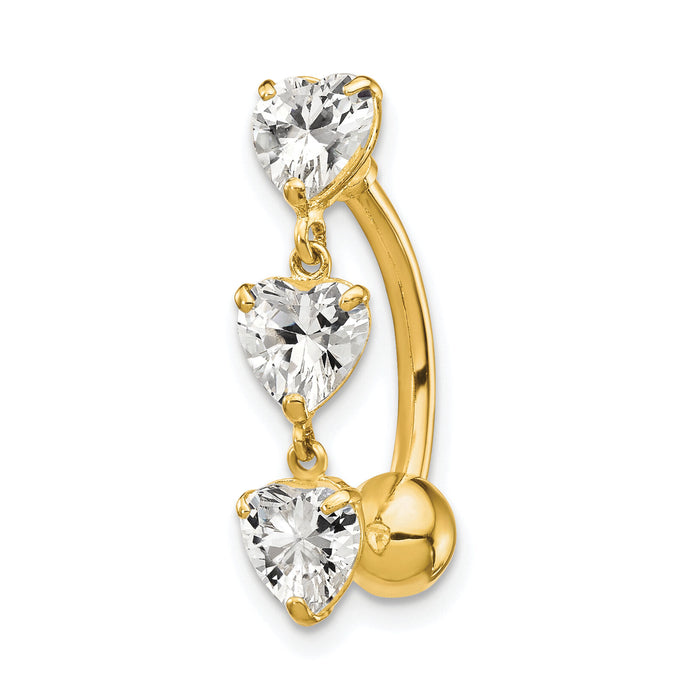 10k 5mm CZ Heart Belly Dangle-10BD112