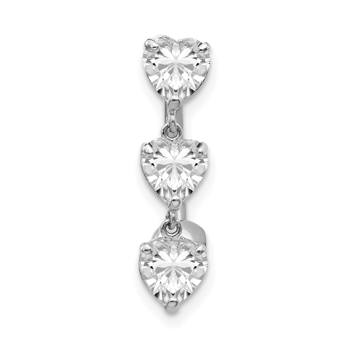 10k White Gold 5mm CZ Heart Belly Dangle-10BD113