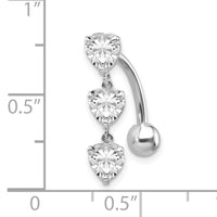 10k White Gold 5mm CZ Heart Belly Dangle-10BD113