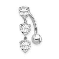 10k White Gold 5mm CZ Heart Belly Dangle-10BD113