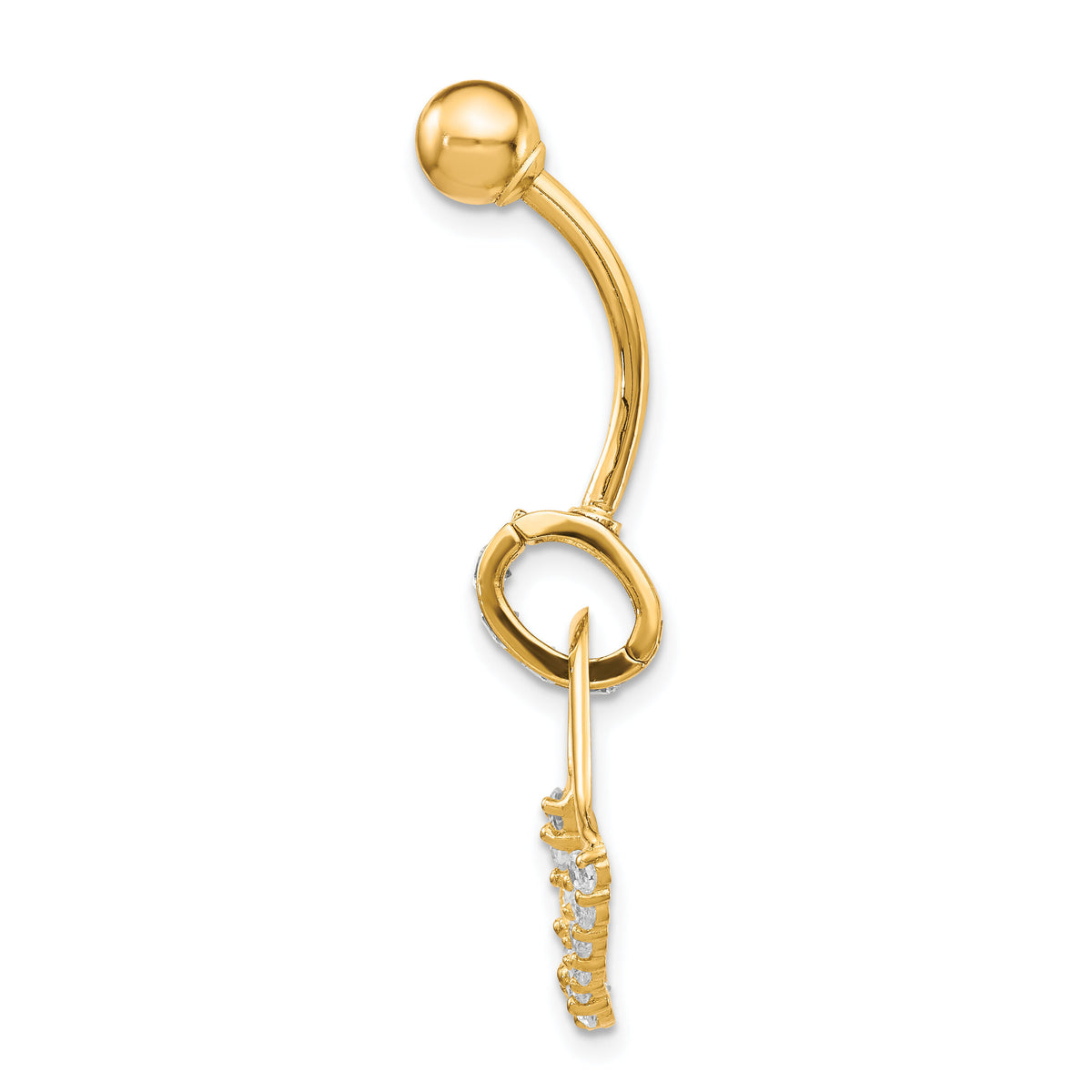 10k W/Cz Huggy Heart Belly Dangle-10BD118