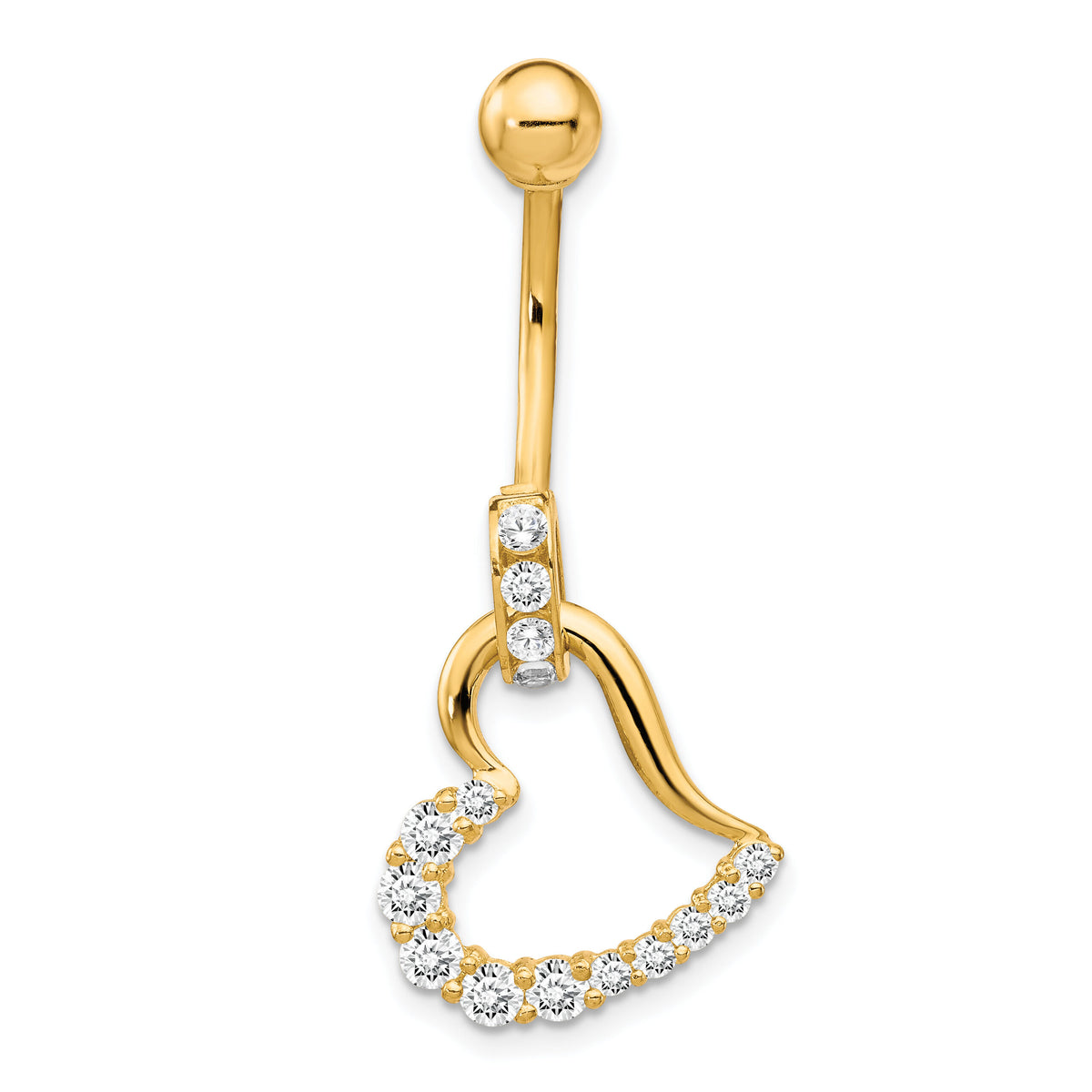 10k W/Cz Huggy Heart Belly Dangle-10BD118