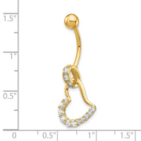10k W/Cz Huggy Heart Belly Dangle-10BD118