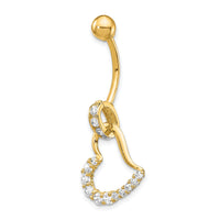 10k W/Cz Huggy Heart Belly Dangle-10BD118
