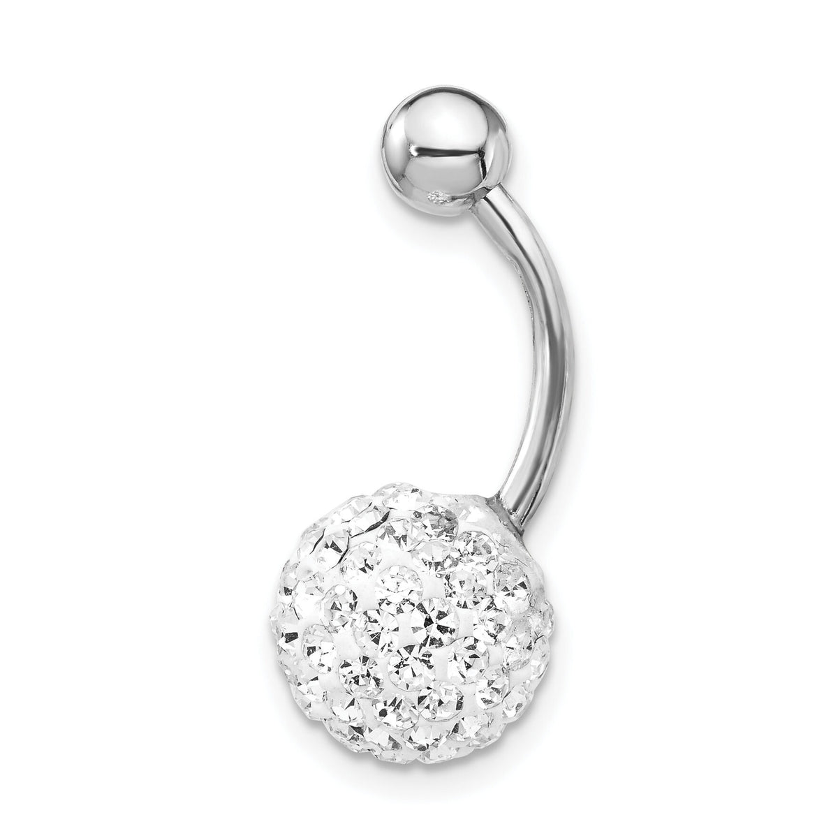 10K White Gold with10mm White Crystal Ball Belly Dangle-10BD120