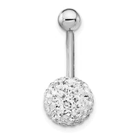 10K White Gold with10mm White Crystal Ball Belly Dangle-10BD120