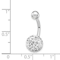 10K White Gold with10mm White Crystal Ball Belly Dangle-10BD120