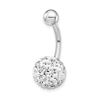10K White Gold with10mm White Crystal Ball Belly Dangle-10BD120