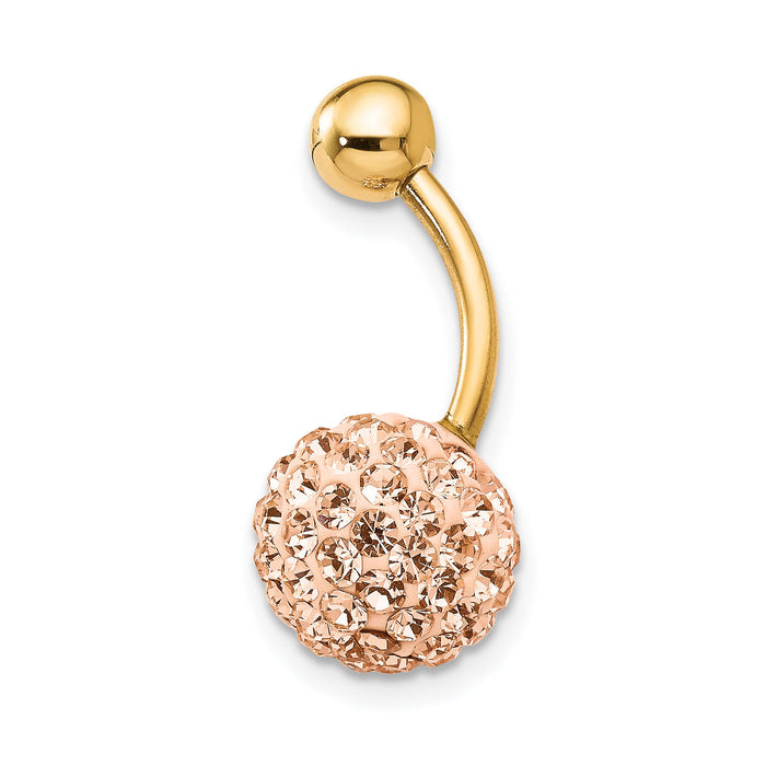 10k W/Champagne Crystal Ball Belly Dangle-10BD123