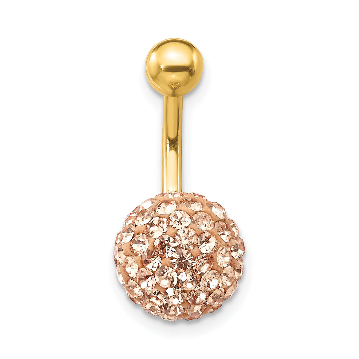 10k W/Champagne Crystal Ball Belly Dangle-10BD123