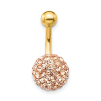 10k W/Champagne Crystal Ball Belly Dangle-10BD123