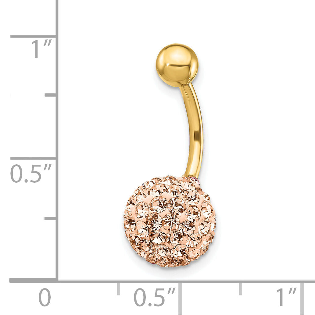 10k W/Champagne Crystal Ball Belly Dangle-10BD123